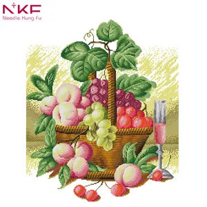 Nkf ricas cesta de frutas, novo padrão de ponto cruz dmc bordado 11ct 14ct