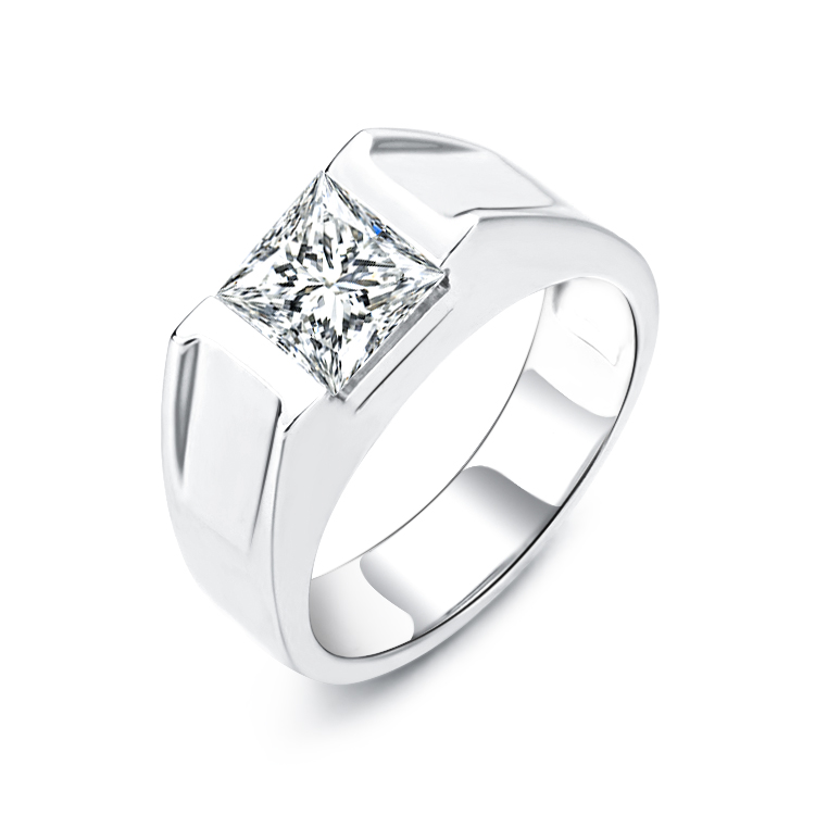 925 стерлингового серебра CZ кольца для мужчин принцесса огранки кубического циркония обещание, кольцо для помолвки, свадьбы