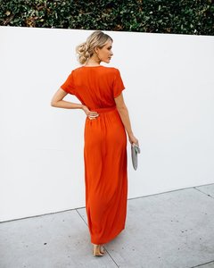 <span class=keywords><strong>Vestido</strong></span> Lancai 2022, Nuevo, Personalizado, <span class=keywords><strong>Rojo</strong></span>, Casual, Elegante, <span class=keywords><strong>de</strong></span> Satén, con Cuello en V, Estilo Envolvente, Maxi, para Cumpleaños, Cóctel, Cena, Fiesta - Product Image 2