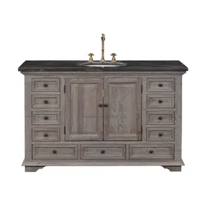 Meubles <span class=keywords><strong>de</strong></span> <span class=keywords><strong>salle</strong></span> <span class=keywords><strong>de</strong></span> <span class=keywords><strong>bain</strong></span> <span class=keywords><strong>en</strong></span> bois <span class=keywords><strong>massif</strong></span> <span class=keywords><strong>de</strong></span> chêne recyclé <span class=keywords><strong>de</strong></span> style vintage rustique 135*58.5*83.5cm - Product Image 1