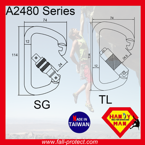 A2480SG D Type For Mountain Rock Climbing Rescue Aluminum Carabiner - Product Image 6