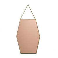 Modern Dekorasi Kamar Mandi Logam Hexagon Geometris Dinding Cermin dengan Rantai Hiasan Dinding untuk Multi Ukuran