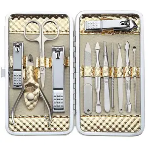 Yimart Professional Conjunto de 12 Peças Em Aço Inoxidável cortador de Unhas Manicure Pedicure Grooming Kit Set