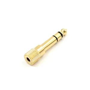 6.35mm 1/4" plug pin to 3.5mm 1/8" jack Stereo Socket Gold for Audio Video Adapter connector