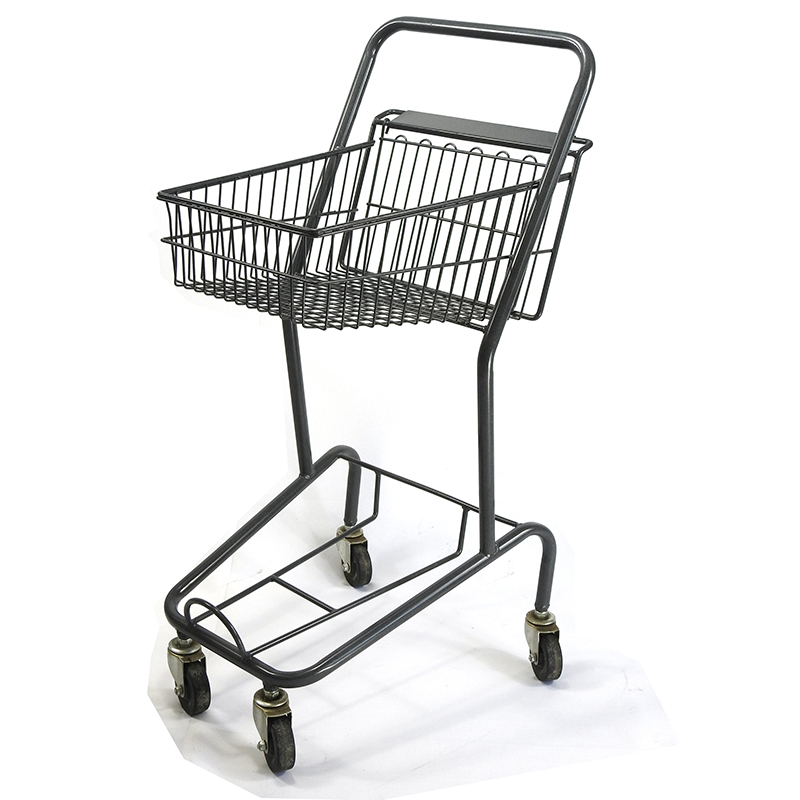 Тележка с проволочной корзиной, 2 корзины, тележка для покупок, двухслойная тележка для супермаркета