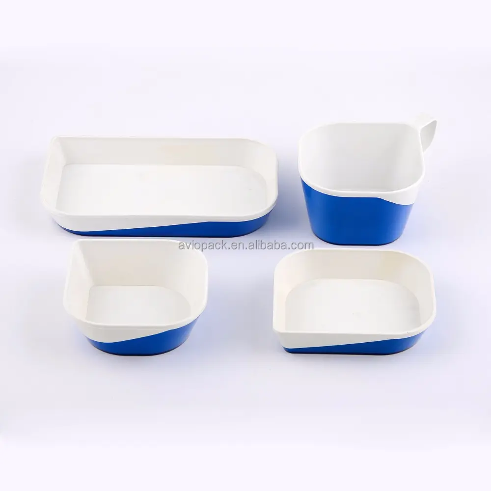 Durable inflight blue plastic ABS non toxic china dinnerware for aircraft