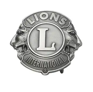 Western style Custom 3D Lions Head Antique Silver Belt Buckle