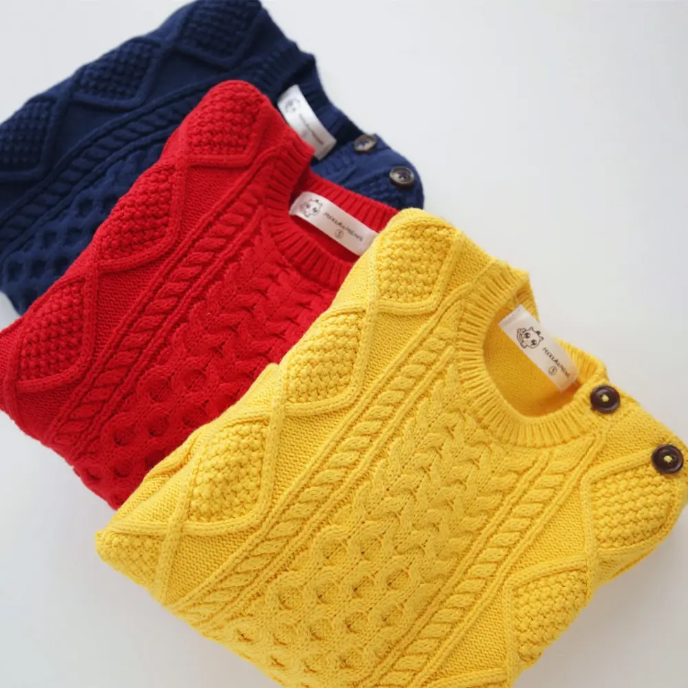Kid Girls Pullover Sweater Boys High Quality Cotton Cable Knit Child Pullover Sweater Knitted Children's Winter Sweater for Kid