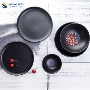 Thick Dishware Round Square Rectangle Shape Matt <strong>Black</strong> <strong>Dinner</strong> <strong>Set</strong> - Product Image 1