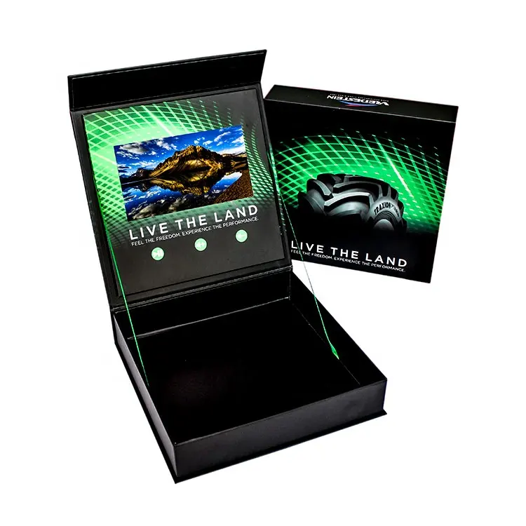 7 "HD 자동 놀이 LCD 영상 상자, 빛 운영한 또는 자석 통제 마분지 LCD 영상 선물 상자.
