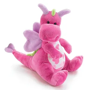 Juguete de peluche de dragón rosa con alas para bebé
