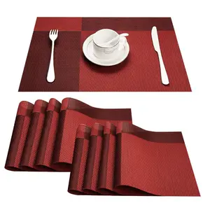 Taplak Meja Plastik Set 8 Inci, Tikar Tempat untuk Meja Makan Malam Tahan Panas Dapat Dicuci
