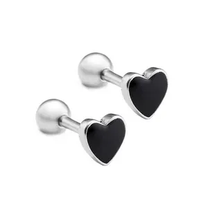 2016 nouveau design Blanc Noir en forme de Coeur en Acier Inoxydable Oreille Tragus Piercing