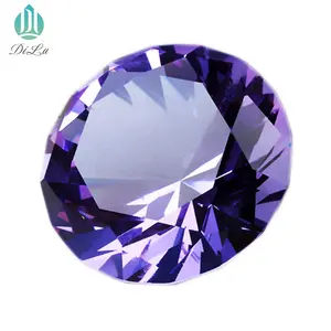 थोक 60mm 80mm 100mm बैंगनी रंग बड़े K9 क्रिस्टल ग्लास मणि हीरा पत्थर/शादी सजावटी क्रिस्टल हीरा paperweight