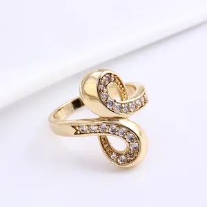 11839 Xuping 14K color oro original anillo lleno de micro estrás blancos con cuerpo entrelazado para mujer