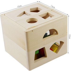 Gioco in Legno con Forme Geometriche Cartoon, Cubi in Legno per Bambini - Product Image 4