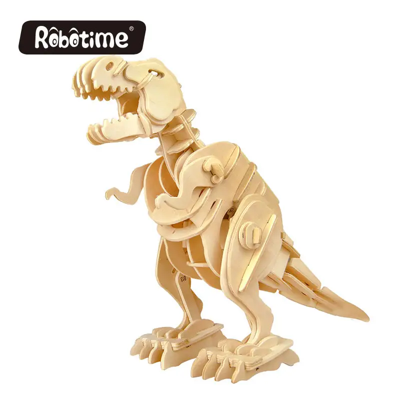 Сделай Сам собрать подарок Ветер вверх ходьба 3d t-rex динозавр модель деревянная головоломка умный ствол развивающая игрушка для детей