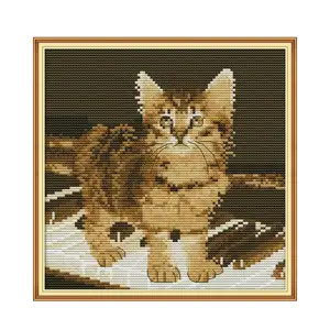 NKF Kitten On The Piano Cross Stitch Kit Bordir