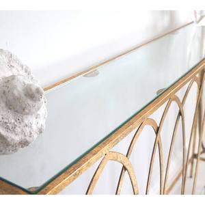 New Designer Space Saving <strong>Slim</strong> Gold Frame Glass Top <strong>Console</strong> <strong>Table</strong> - Product Image 5