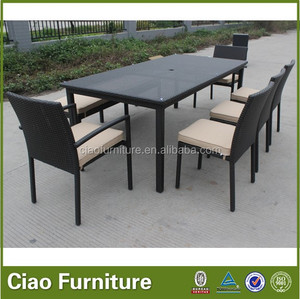 <span class=keywords><strong>Space</strong></span> saving en rotin meubles longue table de salle à manger ensemble - Product Image 2