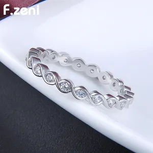 Hot Selling Classic Diamond Pave Stone Paar Ring Wedding Titanium Vrouwen Iced Out Zilveren Ring