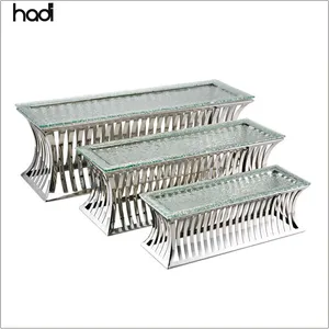 Catering accessories decoracion table top buffet elevation cold buffet display , cake stand riser , buffet riser glass for sale