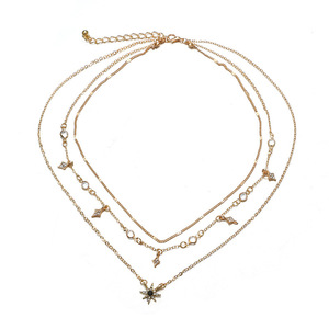 Collana a strati Color oro per donna collana a catena con ciondolo a forma di stelle corte in cristallo ciondoli girocolli gioielli di moda - Product Image 2