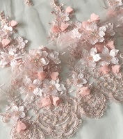 Tela de Tul 100% Poliéster de Alta Calidad con Apliques de Encaje Bordado con Flores 3D Ecológicas de Última Moda para Bodas