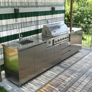 2021 Vermonhouse İtalyan tarzı açık paslanmaz çelik barbekü mutfak dolabı
