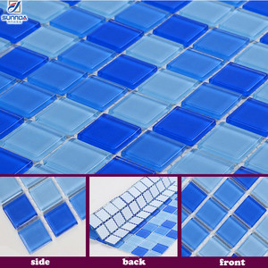Mattonelle di mosaico di vetro di cristallo di colore blu di alta qualità per la fabbrica della piscina che vende l'immagine delle mattonelle di mosaico per la <span class=keywords><strong>cucina</strong></span> - Product Image 1