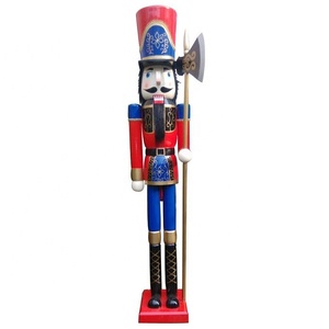 120cm géant extérieur rouge bleu noël en bois <span class=keywords><strong>casse</strong></span>-<span class=keywords><strong>noisette</strong></span> soldat tenir hache décoration - Product Image 1