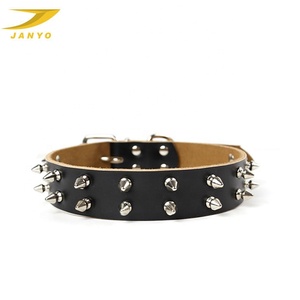 Collare per animali domestici in vera pelle tempestato di rivetti a spillo di lusso di design personalizzato collare per animali in vera pelle con corda di piombo - Product Image 3
