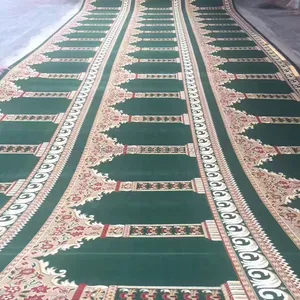Axminster Green and Blue Wall to Wall Rolls Mosque Carpet And Rug for Mosque Masjid W-S78 Series