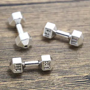 Live Lift Dumbbell Charms Antique Silver Plated Tone 3D Fitness Charm 25x9mm