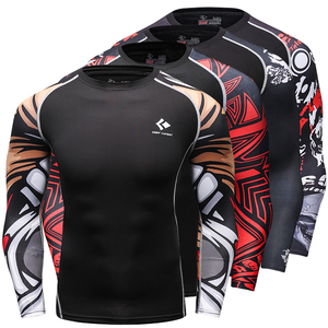 批发纹身质量男士定制标志皮疹护板mma长袖mma压缩健身衬衫 - Product Image 4
