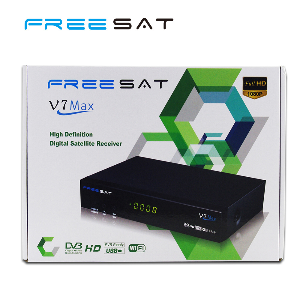 Mini HD DVB-S2 de Satélite Digital TV Receptor Freesat V7 Max Árabe FTA Decodificador MPEG4 Apoyo PowerVu
