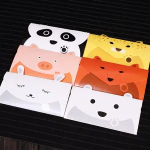 Großhandel Cartoon Tier Design Mini Benutzer definierte Logo Falten Phantasie Papier Quittung Geschenk karte Umschlag Verpackung Foto Bild Fabrik