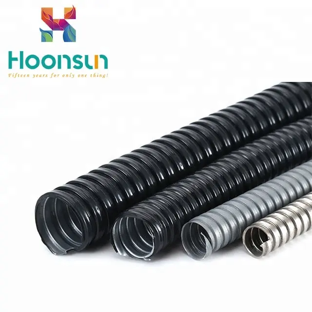 PVC-ummantelte flexible Rohrleitungen aus metallic grauem Metall, flexible gewellte elektrische Rohrleitungen
