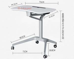 De aluminio MDF 75 cm-105 cm de altura soporte de escritorio para ordenador portátil con freno de rueda de piso móvil carro - Product Image 3
