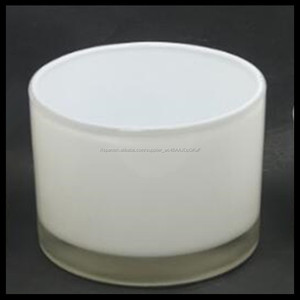 20 oz rociado blanco opaco cilindro en forma de vela de cristal ancho superior - Product Image 3