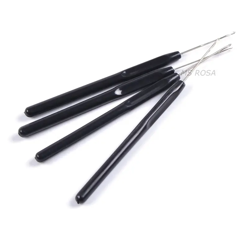 Großhandel Kunststoff Micro Ring Perlen Loop Hook Nadeln Threader für Haar verlängerung werkzeuge
