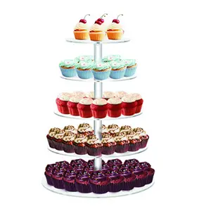 5 Tier Round Acrylic Wedding Cake/ Cupcake/ Birthday Party Cake Display Shelf/ Stand/Rack/Holder