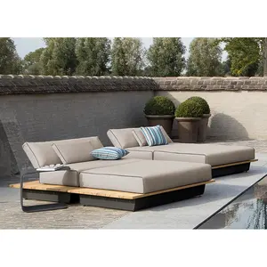 High Quality Beach Chaise Outdoor Sofa Furniture Leisure Chair Teak Wood Garden Solid Modern Sun Beds Outdoor Furniture