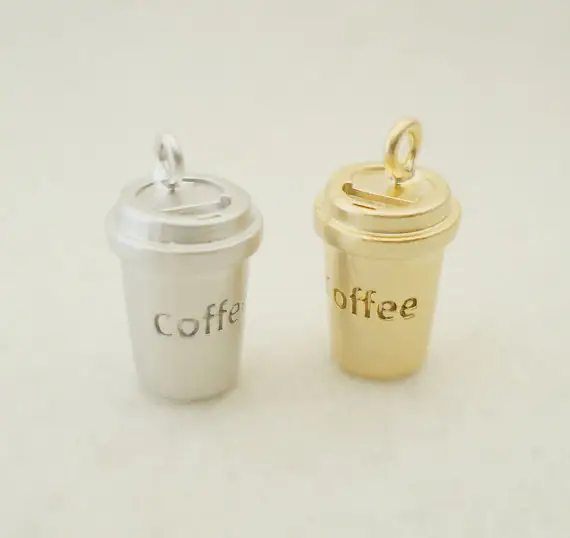 2019 Best selling products wholesale 3D silver/gold plating 25mm coffee charms