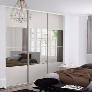 Armoire coulissante en <span class=keywords><strong>bois</strong></span> à 3 portes avec dos en verre <span class=keywords><strong>noir</strong></span> peint - Product Image 3