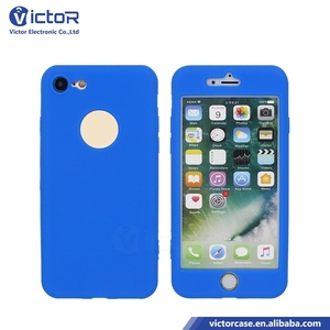 Productos de belleza para mujeres 360 grados Cáscara del teléfono de silicon líquido Para iPhone 7 con protector completo - Product Image 3