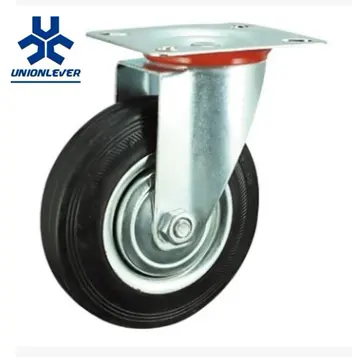 트롤리를 위한 산업 철 핵심 정상 판 회전대 검정 고무 피마자 바퀴