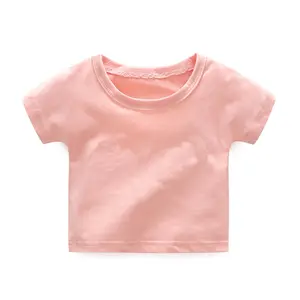 Nuovo stile vestiti per bambini in cotone biologico t-shirt per neonati in puro cotone jersey per bambini in tinta unita manica corta per neonati