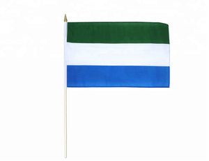 Venta al por mayor de poliéster impreso personalizado Sierra Leona país nacional banderas ondeando a mano de vinilo y pancartas de nailon - Product Image 1