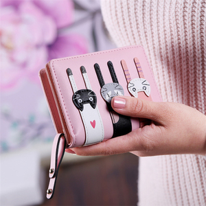 Wholesale Cheap Short Cartoon Three Cats <strong>Cute</strong> <strong>Wallets</strong> for Ladies Women Girls - Product Image 2